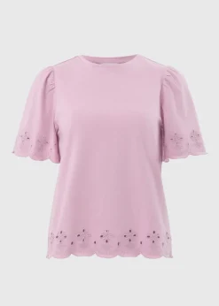Lilac Floral Cut Out T-Shirt