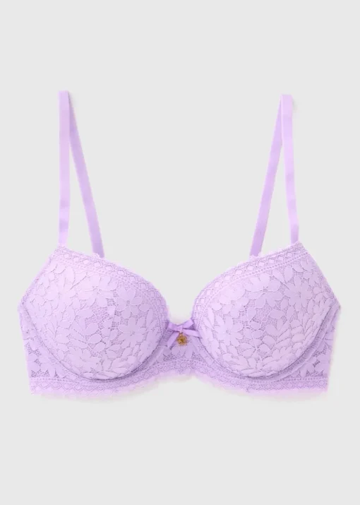 Lilac Floral Lace Bra