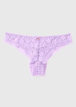 Lilac Floral Lace Brazilian Knickers