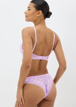 Lilac Floral Lace Brazilian Knickers