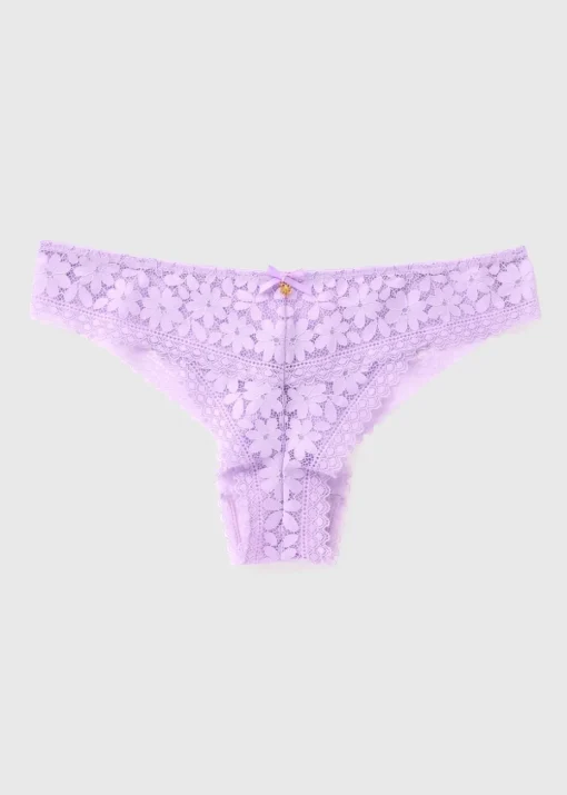 Lilac Floral Lace Brazilian Knickers