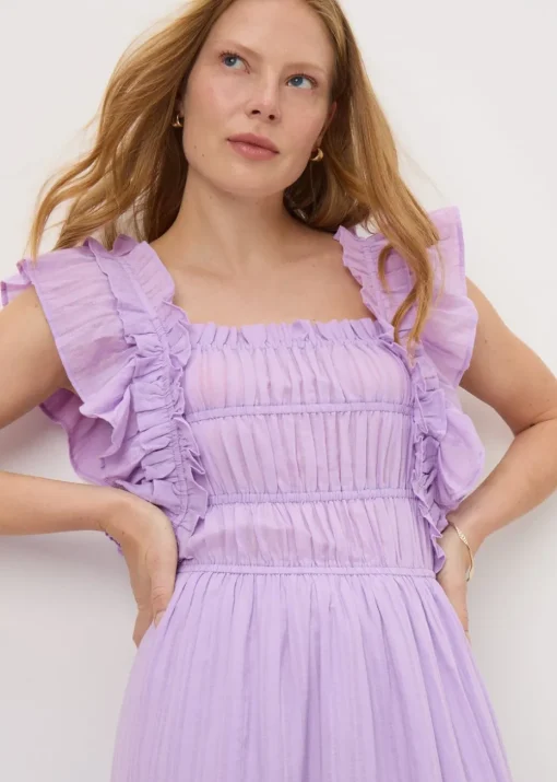 Lilac Frill Midi Dress