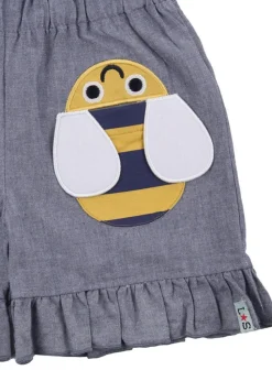 Lilly & Sid Blue Busy Bee Applique Shorts (24 Months- 8 Years)