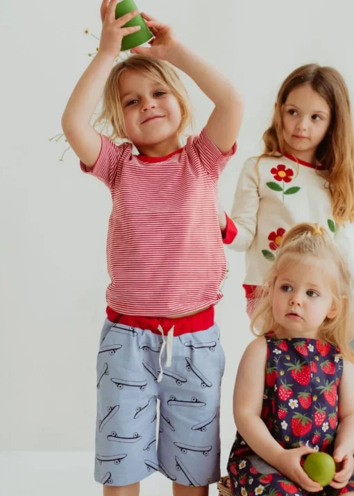 Lilly & Sid Blue Skateboard Print Shorts (24 Months- 8 Years)