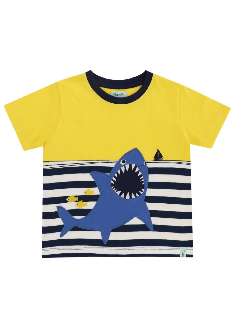 Lilly & Sid Multicoloured Shark In The Sea Applique T-Shirt (0-8 Years)