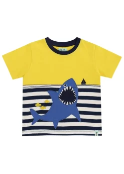 Lilly & Sid Multicoloured Shark In The Sea Applique T-Shirt (0-8 Years)