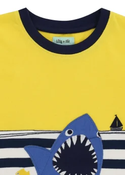 Lilly & Sid Multicoloured Shark In The Sea Applique T-Shirt (0-8 Years)