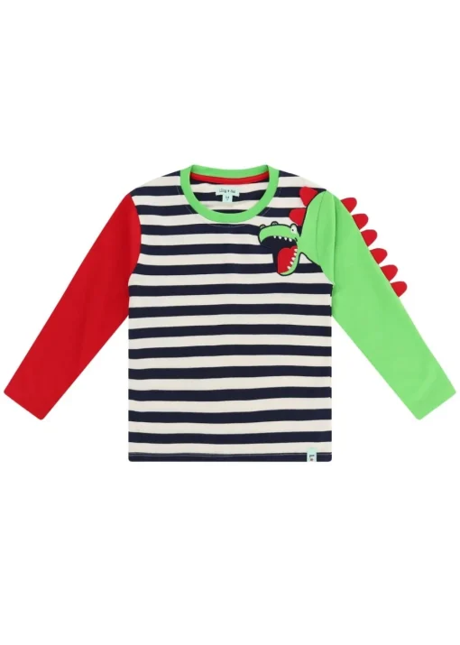 Lilly & Sid Multicoloured Dinosaur Applique Top (6 Months- 7 Years)