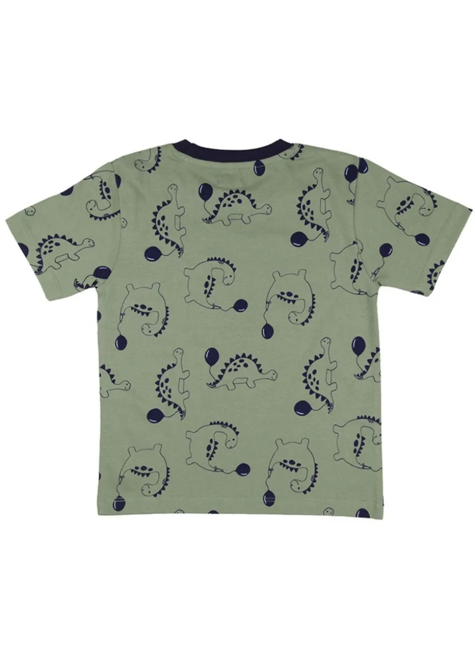 Lilly & Sid Multicoloured Dinosaur & Stripe Print Top 2 Pack (0-8 Years)