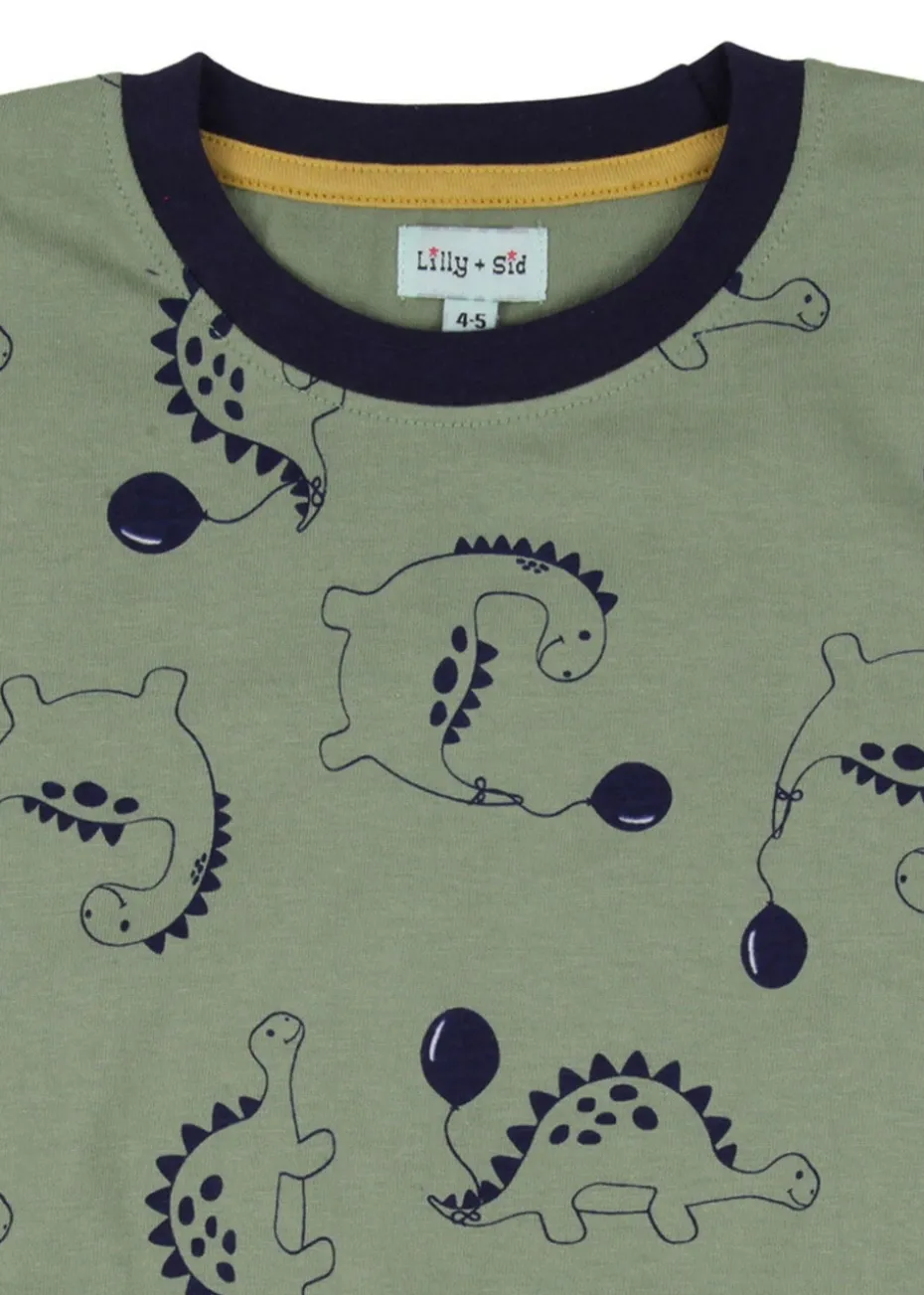 Lilly & Sid Multicoloured Dinosaur & Stripe Print Top 2 Pack (0-8 Years)