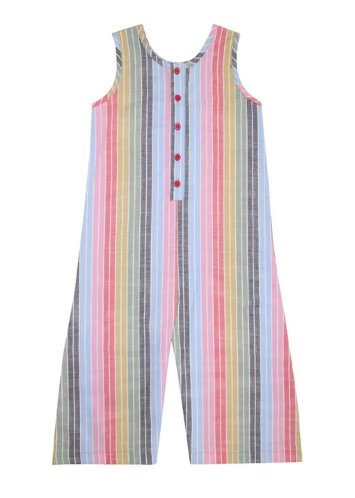Lilly & Sid Multicoloured Rainbow Stripe Print Jumpsuit (24 Months- 8 Years)