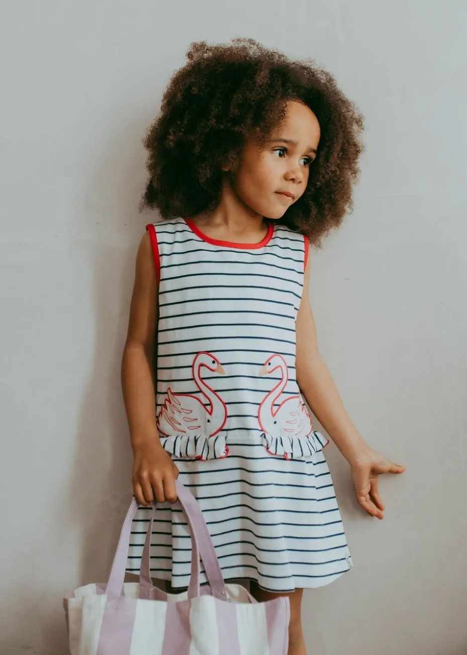 Lilly & Sid Multicoloured Swan Applique Dress (24 Months- 8 Years)