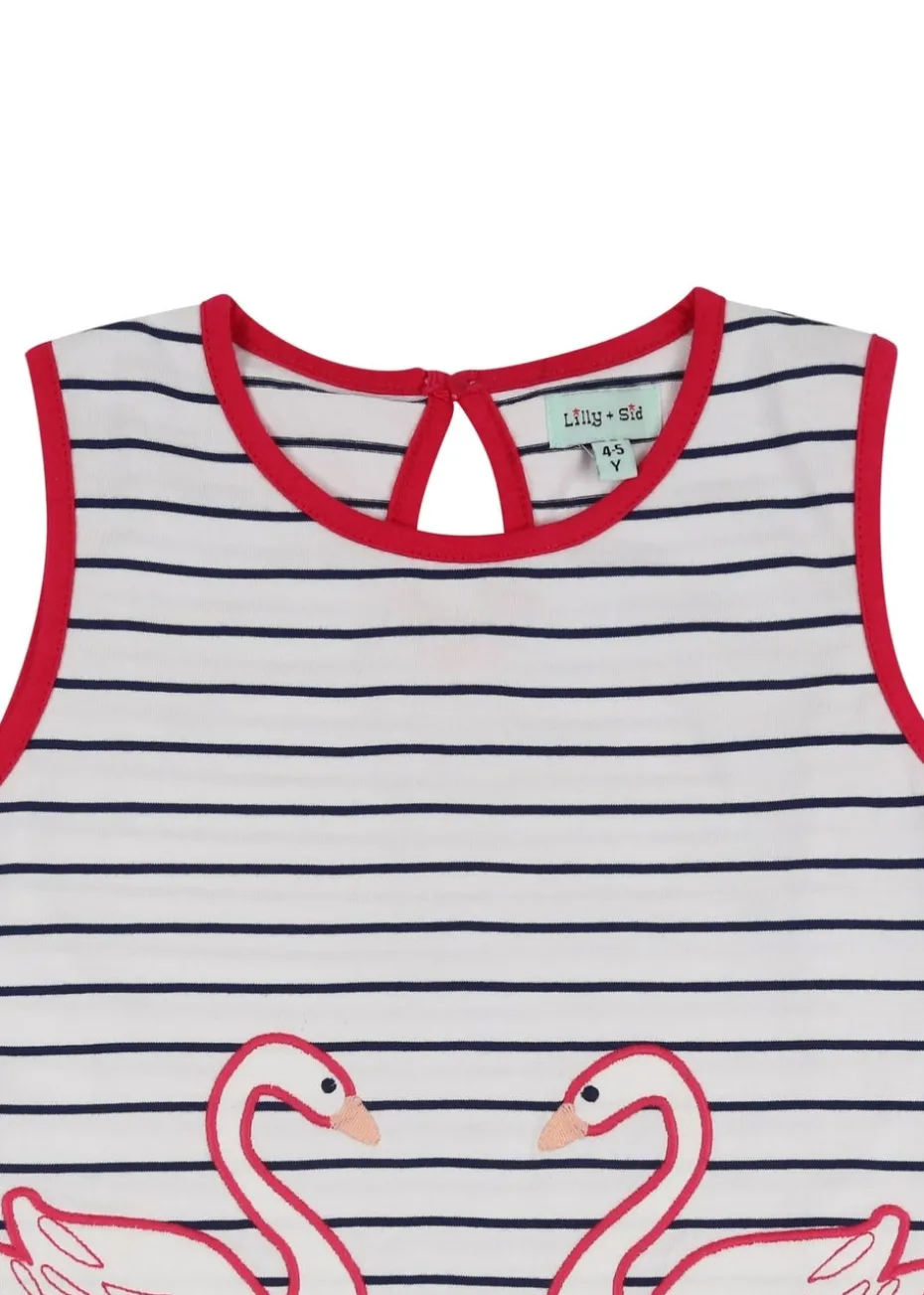 Lilly & Sid Multicoloured Swan Applique Dress (24 Months- 8 Years)