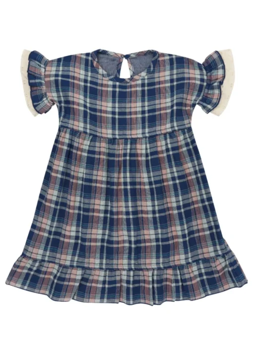 Lilly & Sid Navy Check Print Dress (0-8 Years)