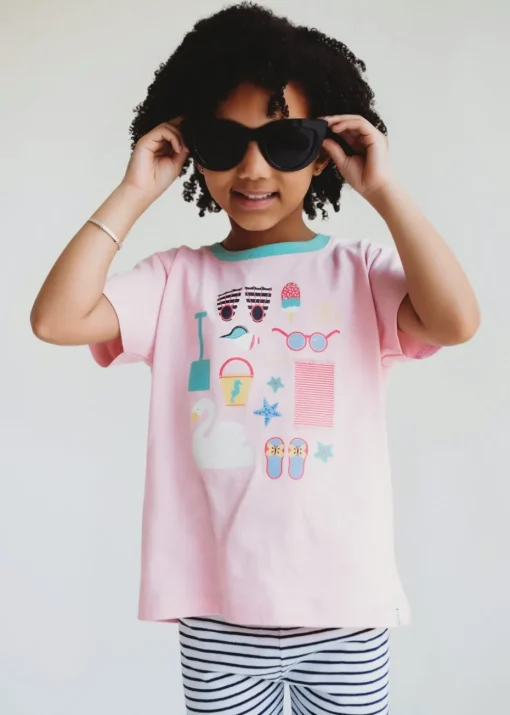 Lilly & Sid Pink Beach Print Top (0-8 Years)