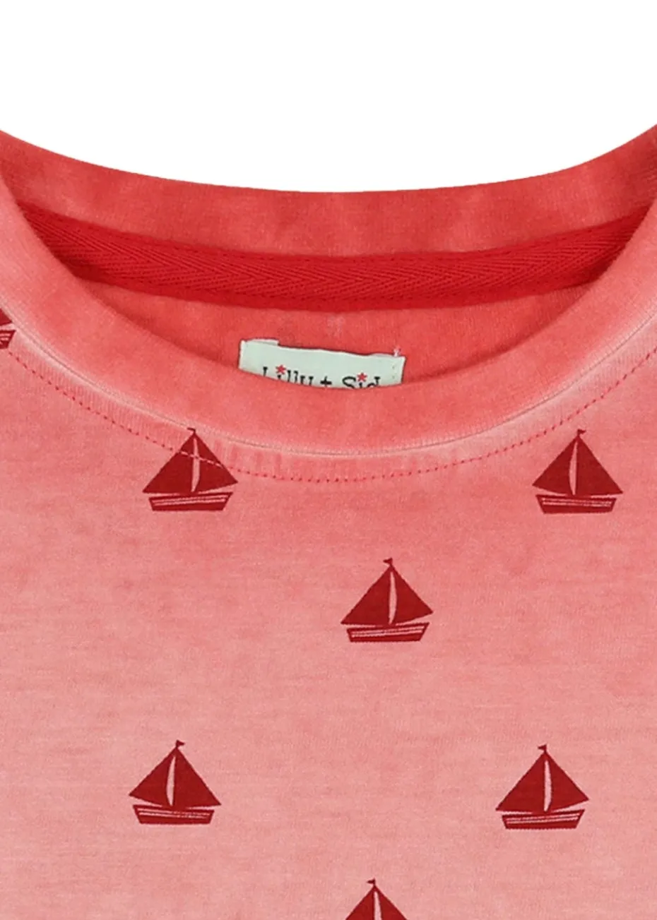 Lilly & Sid Red Boat Print T-Shirt (24 Months- 8 Years)