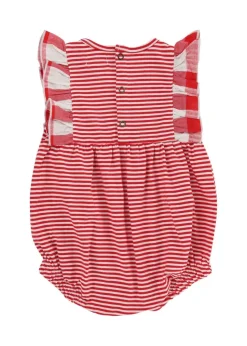 Lilly & Sid Red Stripe & Gingham Print Romper (0-12 Months)