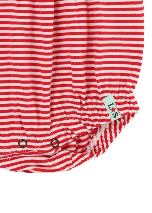 Lilly & Sid Red Stripe & Gingham Print Romper (0-12 Months)
