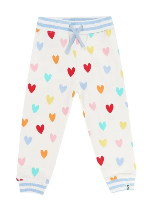 Lilly & Sid White Heart Print Joggers (12 Months- 8 Years)