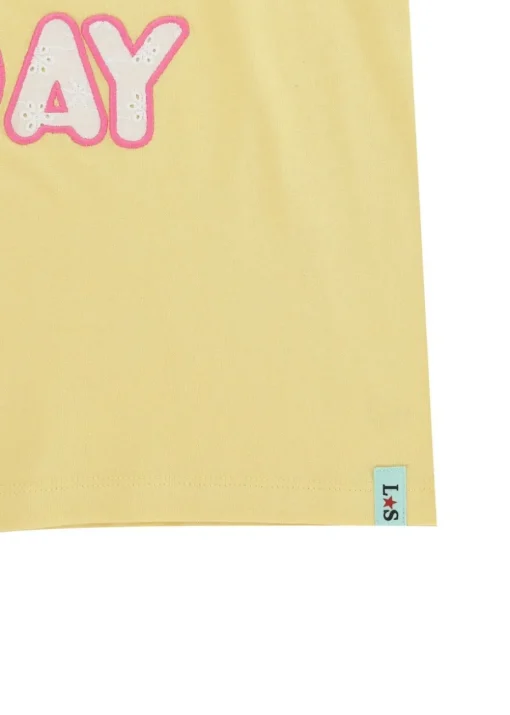 Lilly & Sid Yellow Sunday Slogan Applique Top (0-8 Years)