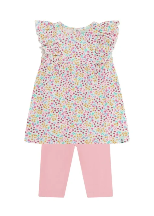 Lily & Sid Pink Mini Floral Print Dress & Legging Set (0 -  24 Months)