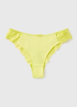 Lime Lace Detail Brazilian Briefs