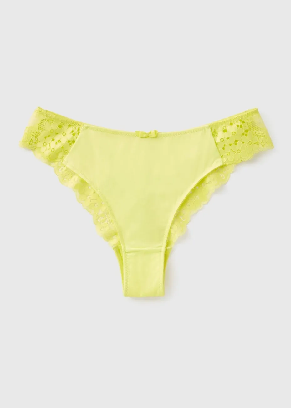 Lime Lace Detail Brazilian Briefs