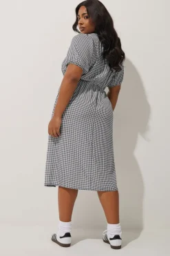 Limited Collection Curve Black & White Check Bow Front Midi Dress