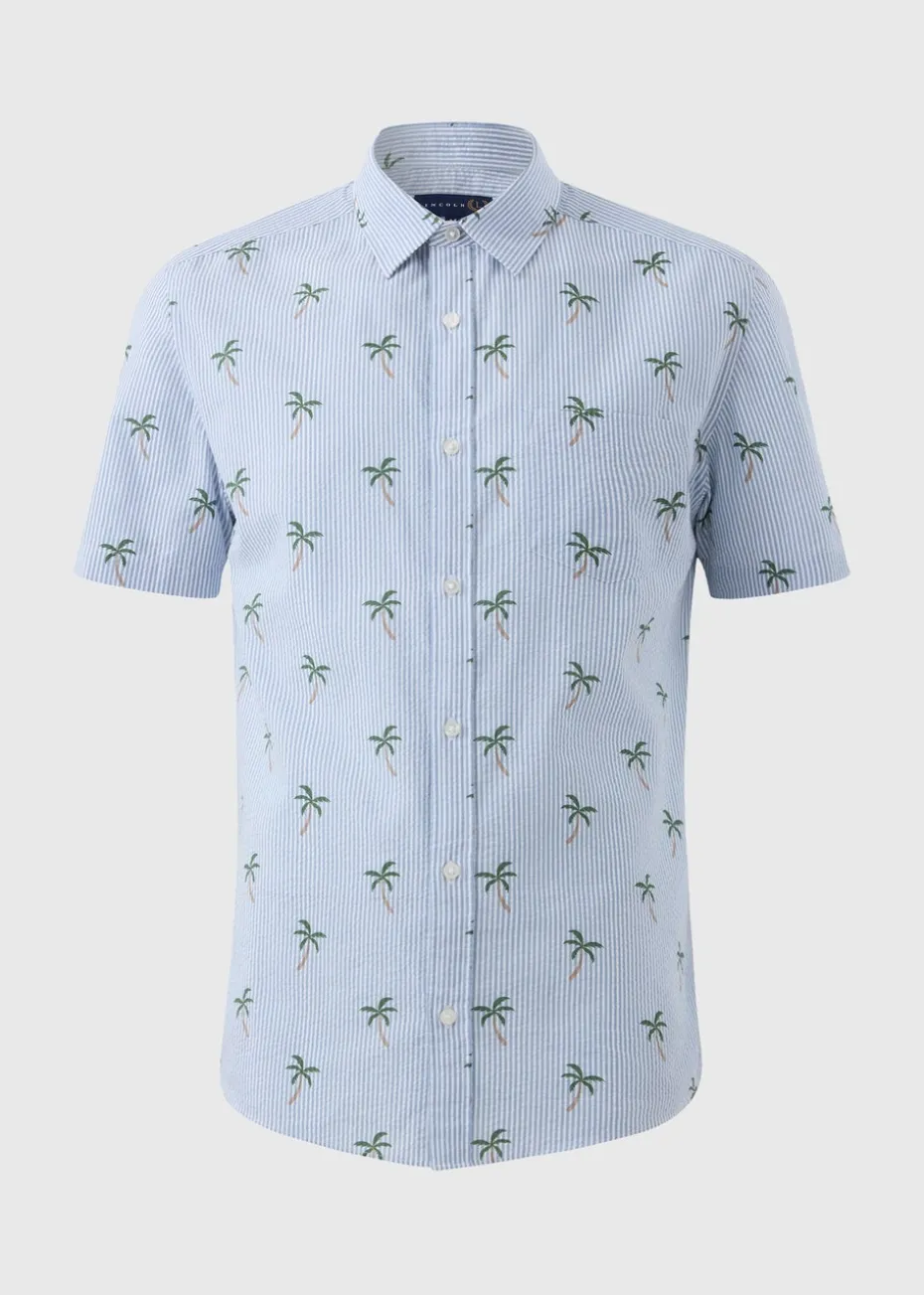 Lincoln Blue Stripe Palm Tree Shirt