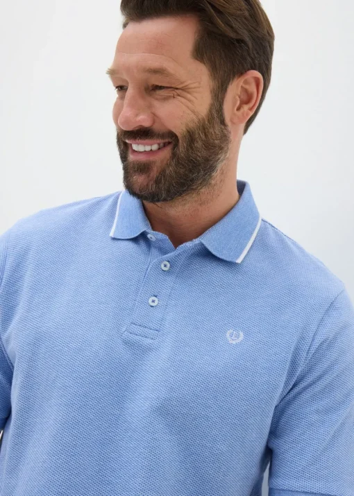 Lincoln Blue Textured Polo Shirt