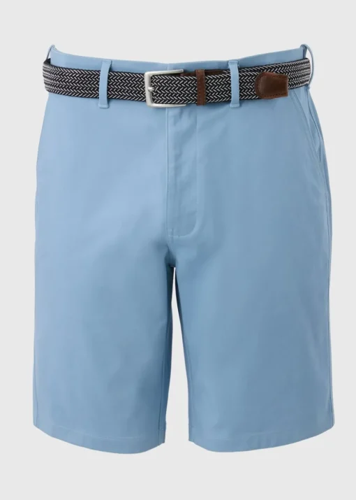 Lincoln Light Blue Belted Chino Shorts