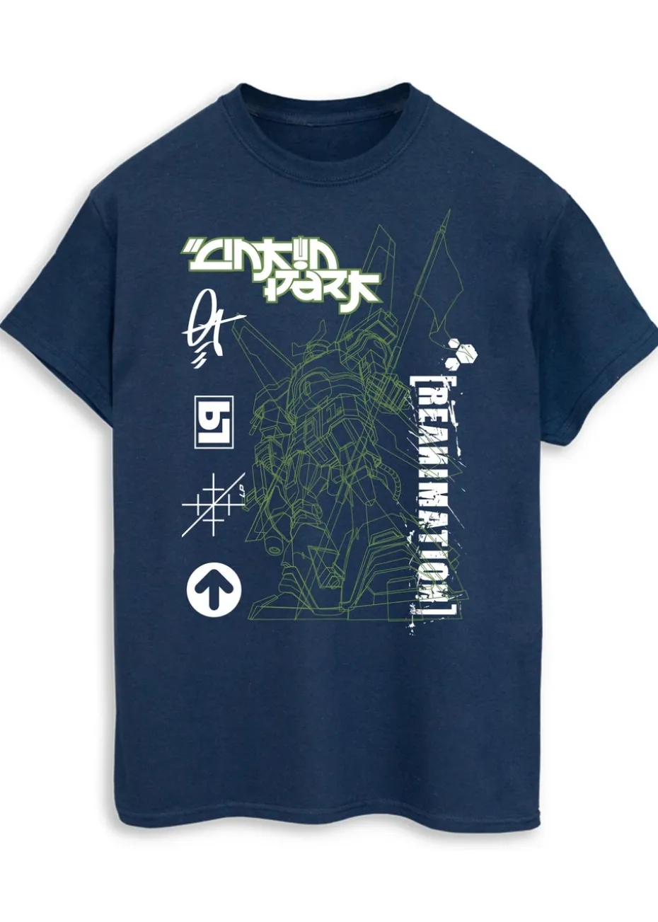 Linkin Park Reamin Robot Navy Music Graphic T-Shirt