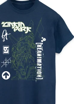 Linkin Park Reamin Robot Navy Music Graphic T-Shirt