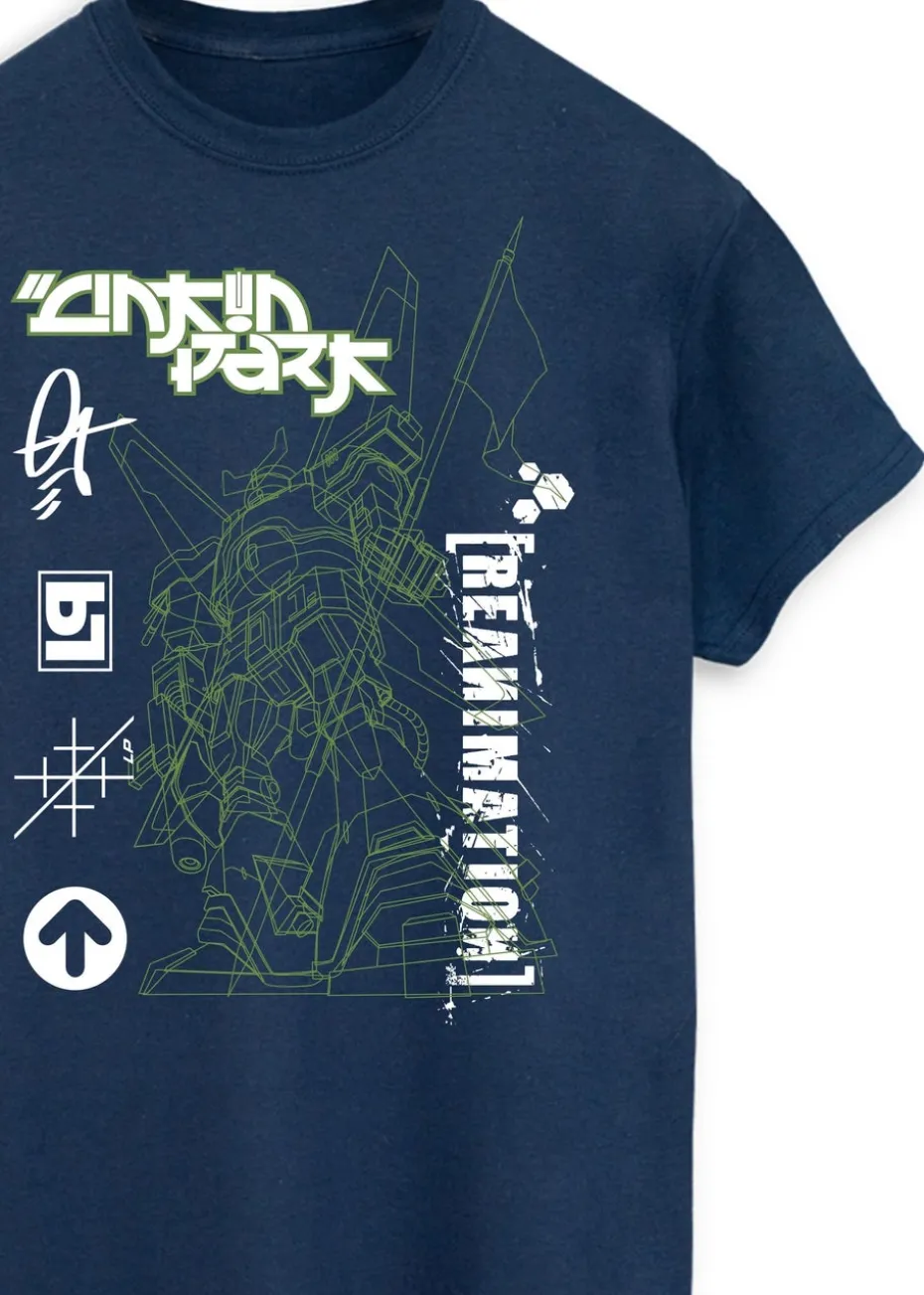 Linkin Park Reamin Robot Navy Music Graphic T-Shirt