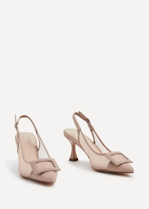 Linzi Ace Nude Faux Suede & Mesh Court Heel