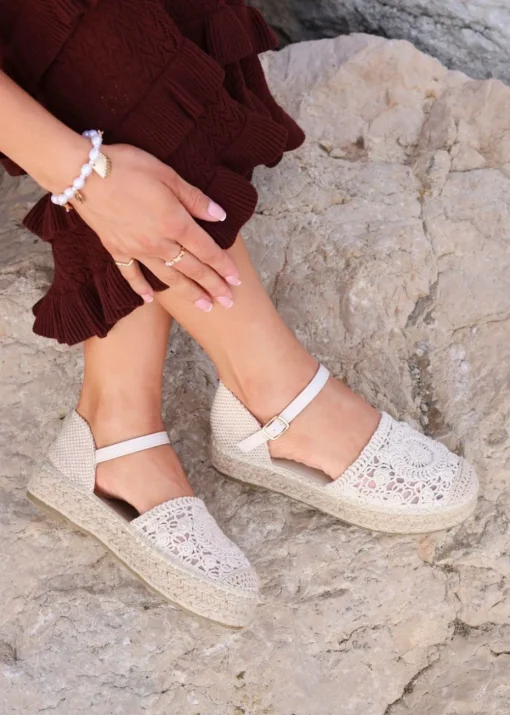 Linzi Adelina Beige Woven Two Part Espadrille Sandal