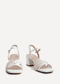 Linzi Adira White Faux Leather Strappy Heeled Sandals