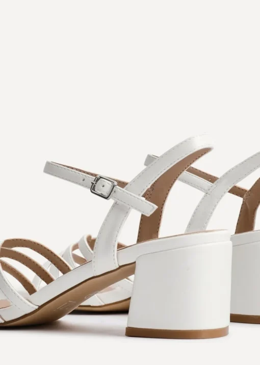 Linzi Adira White Faux Leather Strappy Heeled Sandals