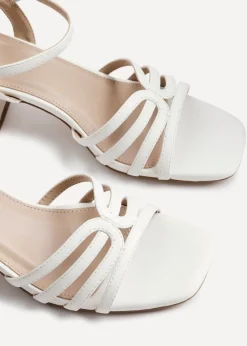 Linzi Adira White Faux Leather Strappy Heeled Sandals
