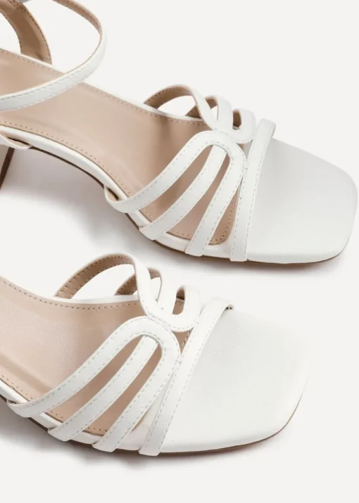 Linzi Adira White Faux Leather Strappy Heeled Sandals