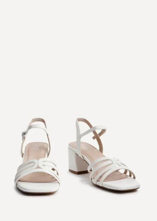Linzi Adira White Faux Leather Strappy Heeled Sandals