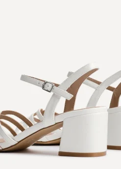 Linzi Adira White Faux Leather Strappy Heeled Sandals