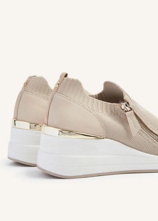 Linzi Adler Nude Flyknit Wedged Trainer