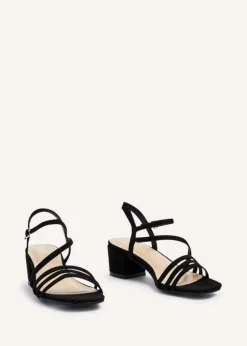 Linzi Afia Black Faux Suede Strappy Heeled Sandal