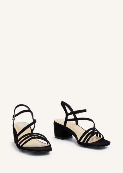 Linzi Afia Black Faux Suede Strappy Heeled Sandal