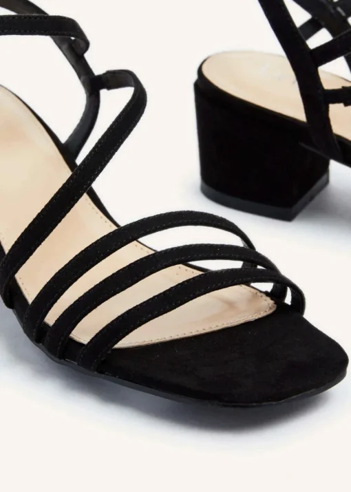 Linzi Afia Black Faux Suede Strappy Heeled Sandal