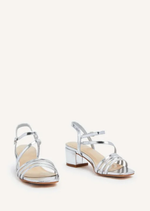 Linzi Afia Silver Faux Leather Strappy Heeled Sandal