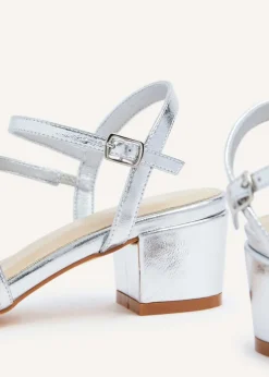 Linzi Afia Silver Faux Leather Strappy Heeled Sandal
