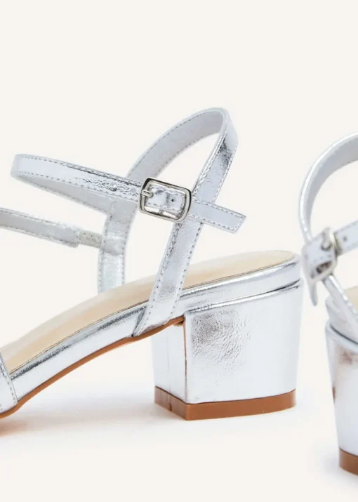 Linzi Afia Silver Faux Leather Strappy Heeled Sandal