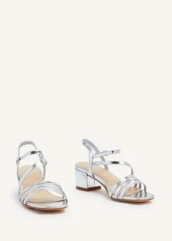 Linzi Afia Silver Faux Leather Strappy Heeled Sandal